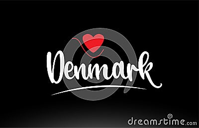 Denmark country text typography logo icon design on black background Vector Illustration