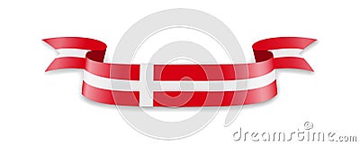Denmark flag in the form of wave ribbon. Vector Illustration