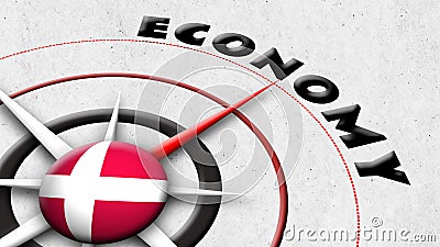 Denmark Globe Sphere Flag and Compass Concept Economy Titles Stock Photo