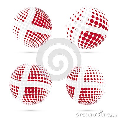 Denmark halftone flag set patriotic vector design. Vector Illustration