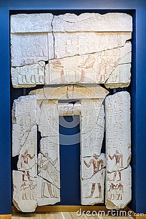 Denmark - Zealand region - Copenhagen - ancient art museum Glyptotek - exhibition of ancient Egypt specimens - portal with Editorial Stock Photo