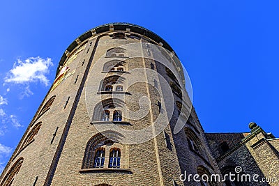 Denmark - Zealand region - Copenhagen city center - Round Tower, 17 century historical astronomical observatory located by the Editorial Stock Photo