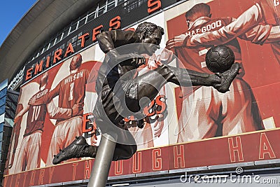 Dennis Bergkamp statue Arsenal Emirates Stadium Editorial Stock Photo