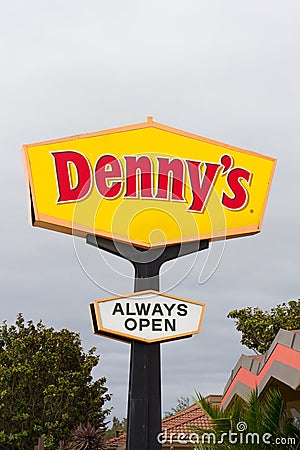 Denny's Restuarant Sign Editorial Stock Photo