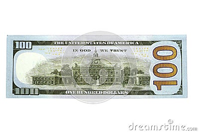 The denomination hundred dollars on isolated white background Stock Photo