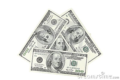 The denomination of one hundred dollars pyramid Stock Photo