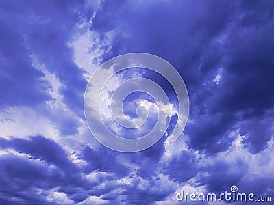 Dense clouds, a large number of stormy clouds in the sky, cloudy sky, wild nature, fluffy clouds swirling Stock Photo