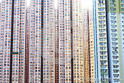 Dense high rise residential apartments in Hong Kong Stock Photo