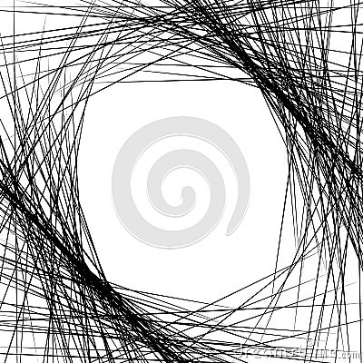 Dense intersecting lines. Abstract geometric, edgy graphic. Mono Vector Illustration