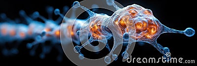 Dense, intricate synaptic webs inspired by neural connections with branching pathways Cartoon Illustration