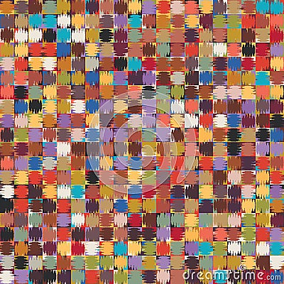 Dense Packed Close Up Mini Geometric Grid Texture Background. Abstract Macro Brush Stroke Seamless Pattern. Playfull Painterly All Stock Photo