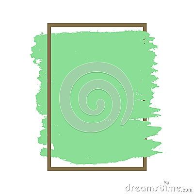 Dense vector green grunge texture brown frame isolated Vector Illustration