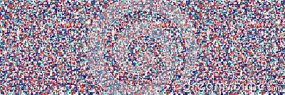 Dense vector packed close up mini geometric grid banner. Texture border background. Abstract macro brush stroke seamless pattern. Stock Photo