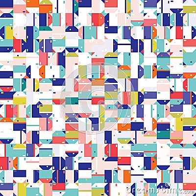 Dense Vector Packed Close Up Mini Geometric Grid Texture Background. Classic Blue Red White Abstract Macro Seamless Pattern. Stock Photo