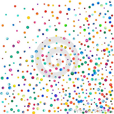 Dense watercolor confetti on white background. Cartoon Illustration