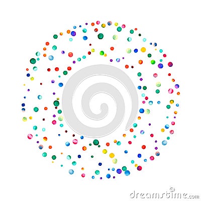 Dense watercolor confetti on white background. Cartoon Illustration