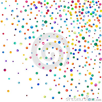 Dense watercolor confetti on white background. Cartoon Illustration