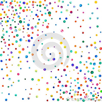 Dense watercolor confetti on white background. Cartoon Illustration