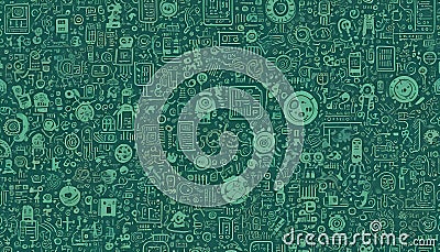 A densely packed, visually rich pattern composed of an array of abstract and geometric shapes, all rendered in shades of Vector Illustration