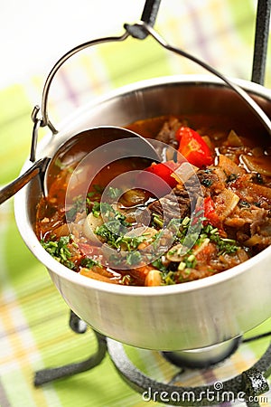 Densest soup with meat Stock Photo