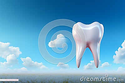 Dental advertisement 3D teeth banner includes spacious text area Stock Photo