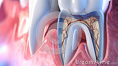 Dental Anatomy 3D Visualisation of Tooth Pulp Stock Photo
