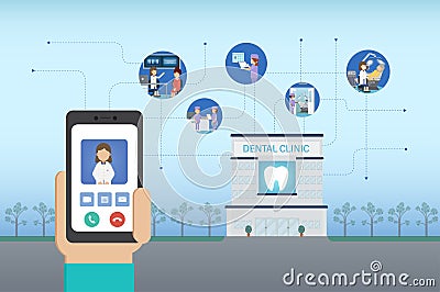 Dental appointment on mobile Vector Illustration