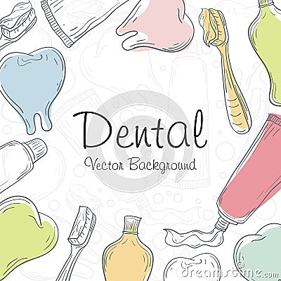 Dental background, with sketchy linear vector design Stock Photo