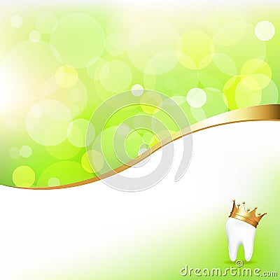 Dental Background With Tooth In Golden Crown Vector Illustration