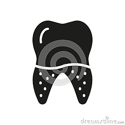 Dental Calculus Silhouette Icon. Defective Teeth, Tartar, Plaque Glyph Pictogram. Tooth Medical Disease. Oral Medicals Vector Illustration