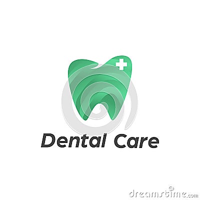 Dental care dentist logo with tooth teeth icon in modern cutout layered paper cut style vector Vector Illustration