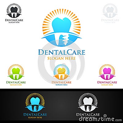 Dental Logo Tooth abstract design vector template, Dentist stomatology medical design Vector Illustration