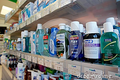 Dental care products Editorial Stock Photo