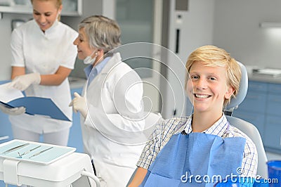 Dental checkup teenage patient and dentist nurse Stock Photo