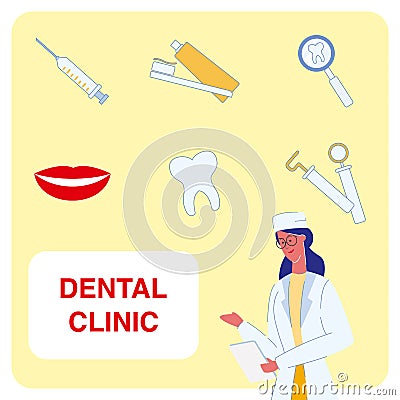 Dental Clinic Cartoon Vector Illustrations Set Vector Illustration