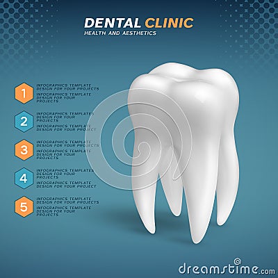 Dental clinic infographic with molar tooth icon Vector Illustration