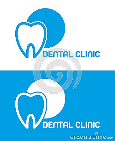 DENTAL CLINIC LOGO. dent vector. blue logo. teeth line. dentist symbol Vector Illustration