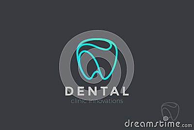 Dental Clinic Logo Tooth abstract Linear Dentist Vector Illustration