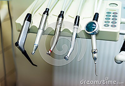 Dental drill handpiece instruments in the clinic Stock Photo