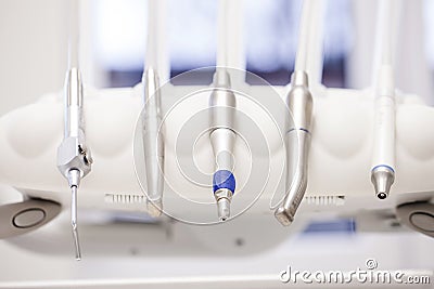 Dental drills closeup. Modern dental practice Stock Photo