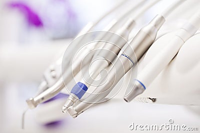 Dental drills closeup. Modern dental practice Stock Photo