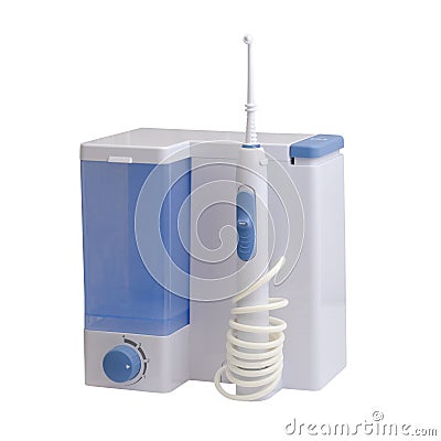 Dental equipment care. Irrigator for mouth Stock Photo