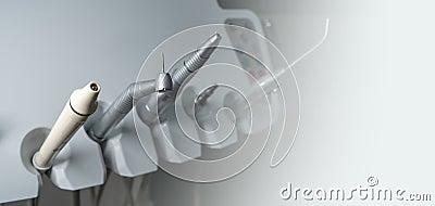 dental equipment. module with dentist tools. blank space for writing. orthodontist or periodontist. Stock Photo