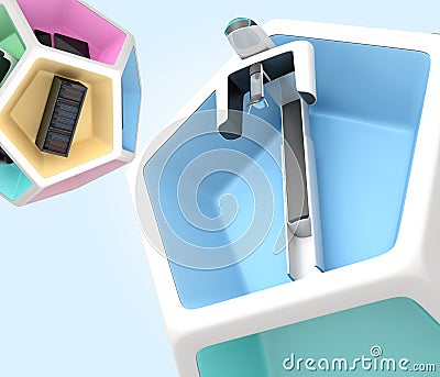 Dental equipment in pentagon cube Stock Photo