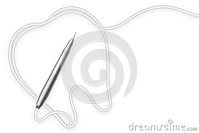 Dental handpieces instrument and tooth shape frame made from cab Vector Illustration