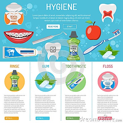 Dental hygiene banner and infographics Vector Illustration