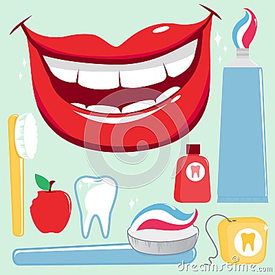 Dental hygiene object collection. Vector illustration Vector Illustration
