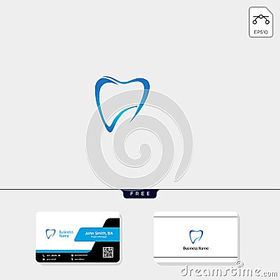 dental icon logo template vector illustration, free business card design Vector Illustration