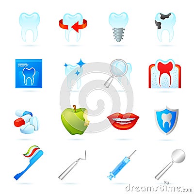 Dental Icons Set Vector Illustration