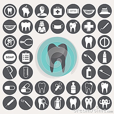 Dental icons set. Stock Photo